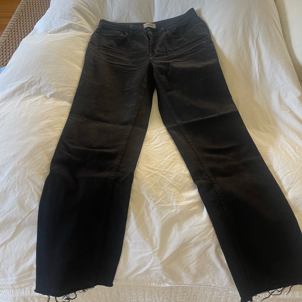 L’AGENCE Black Raw Hem Straight Leg Jeans